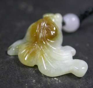 Yellow 100% Natural A Jade jadeite pendant Gold Fish ** It have small 