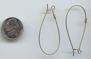 OF VINTAGE 19X45MM OVAL BRASS THICK WIRE HOOP CHARM HOLDER / EARRINGS 