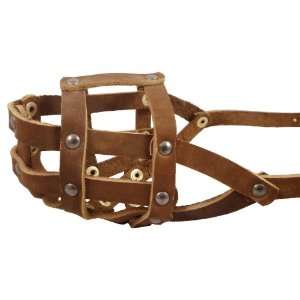  Soft Leather Dog Basket Muzzle #104 Brown   Small Amstaff 