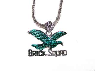 Silver Brick Squad Gucci Mane Bird Rhinestones Necklace  