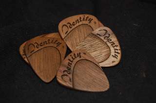 Laser Engraved Wooden Expression Guitar Picks, Tapered Thumb Grip, 6 