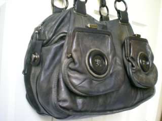 MIMCO black marble leather BUTTON bag handbag  