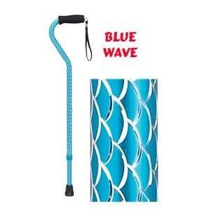   Offset Handle Walking Cane , Color Blue Wave