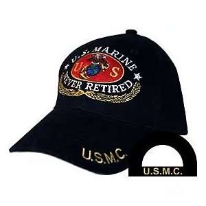  United States Marine Never Retired Black Hat Cap USMC 