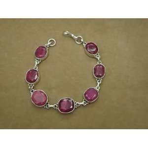  Faceted Ruby and Sterling Bracelet 