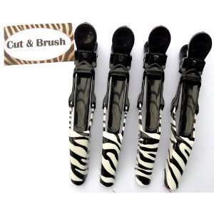  Rubberized Crocodile Clips for Hair Styling 4 counts Zebra 