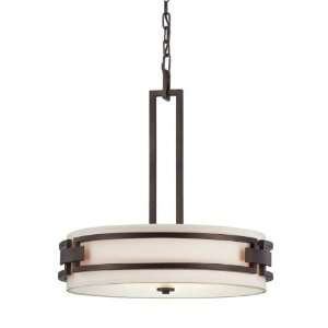   Light 23 Flemish Bronze Inverted Pendant with White Fabric Shade