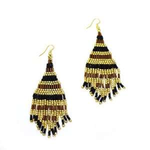  Fashion Dangle Earrings ; 4.5L; Black,Topaz and Gold 