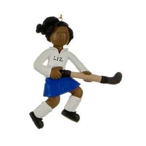  Personalized Ethnic Field Hockey Player Christmas Ornament 