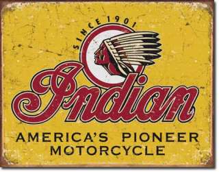 Vintage Retro Tin Sign Indian Motorcycles Since 1901  