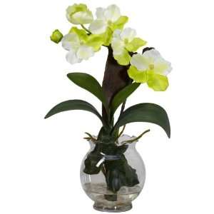  Mini Vanda w/Fluted Vase Silk Flower Arrangement