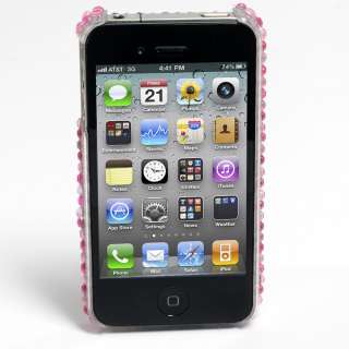 PINK Rhinestone Bedazzled Cover Case Skin For iPhone 4  