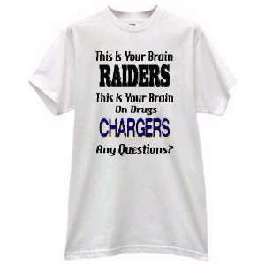   ANTI CHARGERS BRAIN ON DRUGS ANY QUESTIONS FOOTBALL T SHIRT jersey
