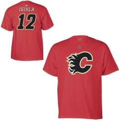 Calgary Flames Jarome Iginla Red Name and Number Jersey T Shirt  