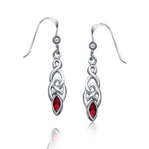   Jewelry Sterling Silver Genuine Garnet Celtic Knotwork Drop Earrings