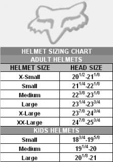 Fox Racing Helmet Sizing Chart items in Chaplin Kawasaki  