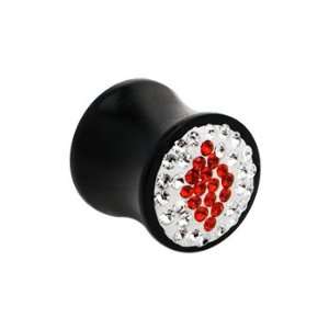  00 Gauge Austrian Crystal Red Diamond Shape Saddle Plug Jewelry
