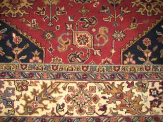 8x10 Red Ivory & Navy Handknotted Wool Traditional Persian Oriental 