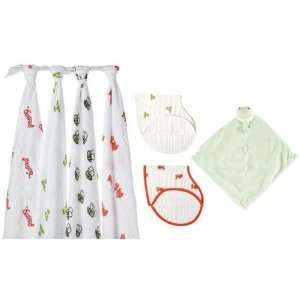 Aden + Anais 4 Pack Mod About Baby Swaddle Set with 2 Pack Burpy Set 