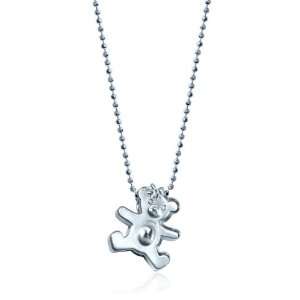 Alex Woo Little Baby Sterling Silver Teddy With Bow Pendant, 16