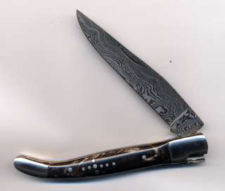 French Style Damascus Laguiole Folding Knife  
