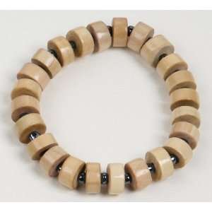  Wood and Glass Bead Stretch Bracelet Curious Designs 