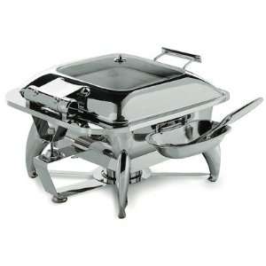 Square Chafing Dish with Glass Lid, Base and Spoon Holder  