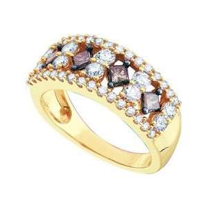  14kt Yellow Gold Chocolate brown Colored & Natural White 