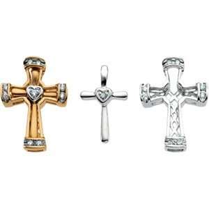  14K White Gold Diamond Unity Cross Pendant   Inside Only 