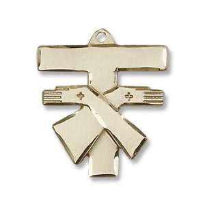  Gold Filled Franciscan Cross Pendant Stainless Gold Heavy 