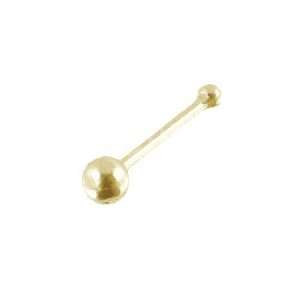 14KT Yellow Gold Nose Bone Ring 5.5mm Post 2mm Ball 22G FREE Nose Ring 