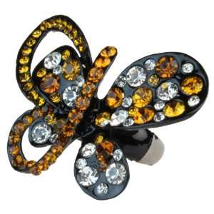   Butterfly with shades of Gold Cz Stones Stretch Bling Ring Jewelry