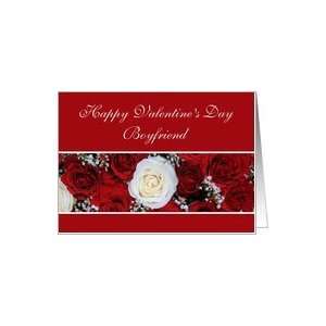  Boyfriend Happy Valentines Day red and white roses Card 