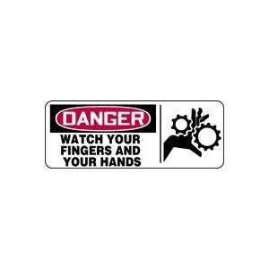   WATCH YOUR FINGERS AND YOUR HANDS (W/GRAPHIC) 7 x 17 Plastic Sign