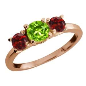 34 Ct Round Green Peridot and Garnet Gold Plated Sterling Silver 