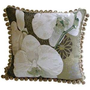  Orchids on Green I Throw Pillow