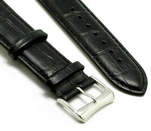 18mm Black Leather Watch Band fits Omega Movado etc  