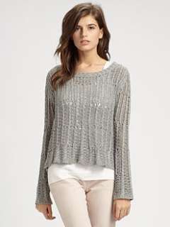 Theory   Abea Cropped Silk Crochet Sweater