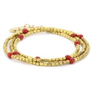  Ettika Tribal Bead Wrap Bracelet with Coral Semi Precious 