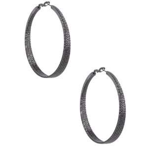  G by GUESS Large Five Row Hoop Earrings, SILVER Jewelry