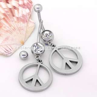   Peace Sign 14ga Navel Ring Body Piercing Belly Jewelry New 1PC  