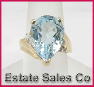 14kyg Blue Topaz and Round Diamond Gemstone Ring 5.30ct  