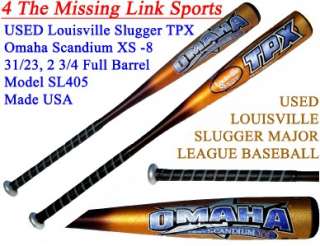 USED LOUISVILLE SLUGGER TPX OMAHA SCANDIUM XS Baseball Bat 31/23 2 3/4 