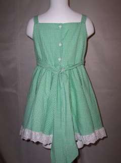 Girls LIDL DOLLY Green Gingham Sun Dress 6X EUC  
