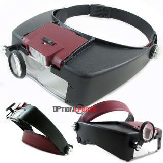 LED LIGHTED 10X MAGNIFYING GLASS HEADSET HEAD MAGNIFIER  