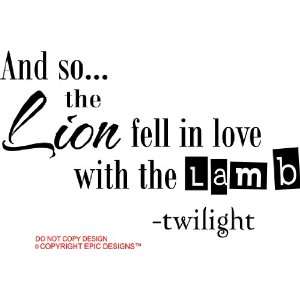 Twilight And so the lion fell in love with the lamb cute wall art Wall 