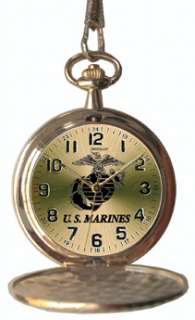 US MARINES Pocket Watch U.S Marine Corps MILITARY Gold Metal Case 17A 
