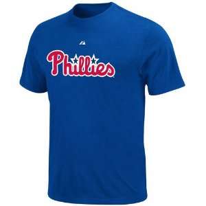  MLB Majestic Philadelphia Phillies Royal Blue Wordmark T 