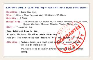 Cats & Tree PEEL & STICK WALL ART DECOR STICKER ks#4  