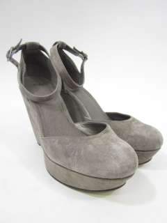  Gray Suede Mary Jane Wedge Pumps Sz 7  